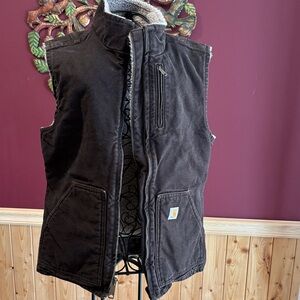 Carhartt Brown Duck Sherpa Lined Vest